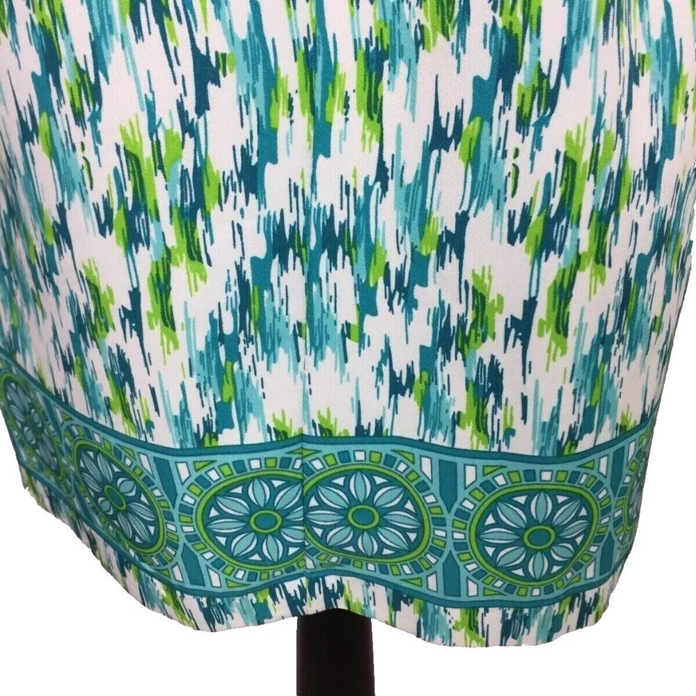 Perceptions NY Sheath Dress Womens Size 16 Blue Green White Classic Sleeveless - Picture 8 of 14